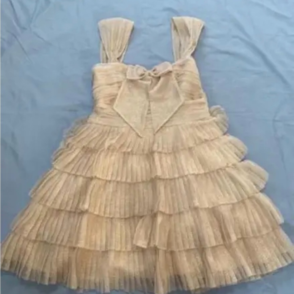 Mack + James by Bagley Mischka Woman's Gold Tulle Cocktail Dress